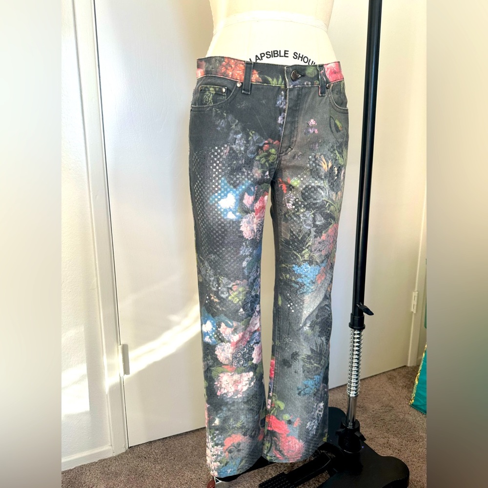 Floral Sequin Jeans by Roberto Cavalli